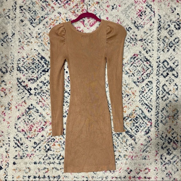 Abercrombie mini long sleeve sweater dress tan - Picture 3 of 5